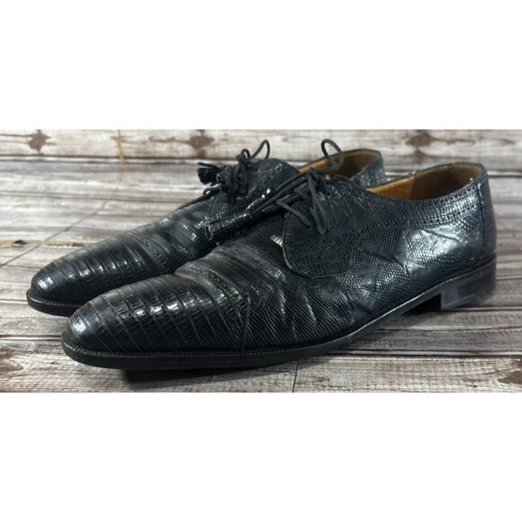 Paolo de Marco Lizard leather dress shoes Loafers Size 11 color Navy Blue